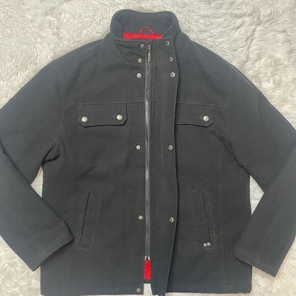 Levis Vintage Trucker Jacket Fleece Men Large Black Mock Neck Full Zip Snap Butt - Picture 3 of 13
